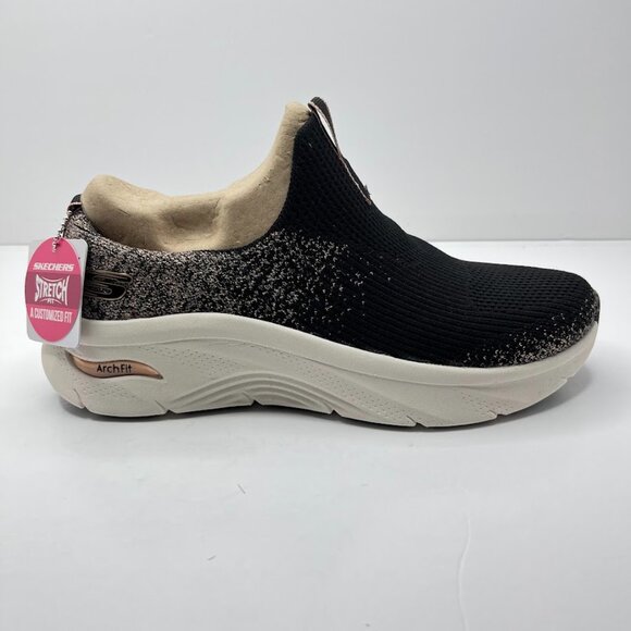 NEW Skechers Arch Fit Glimmer Dust Black/Rose Gold - Size 9.5 - Picture 2 of 7